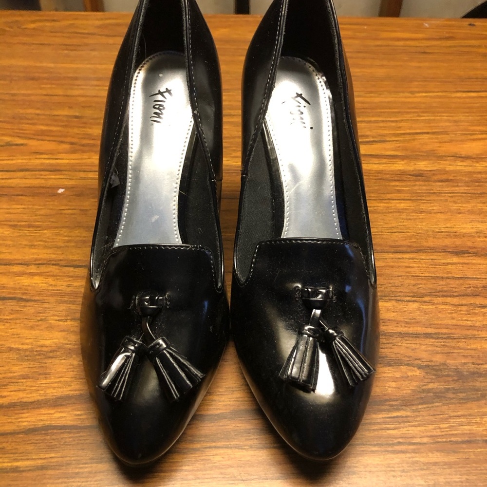 Black loafer style heels